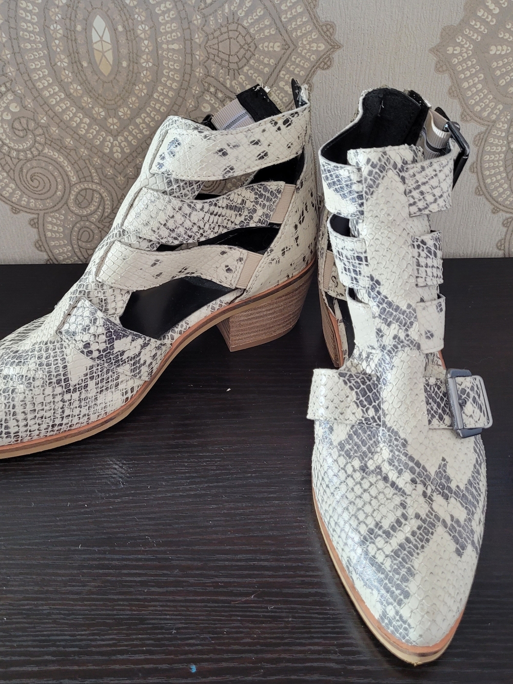 Crevo Black and White Ankle Booties